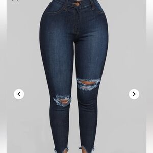 Distressed Dark Blue Women's Jeans